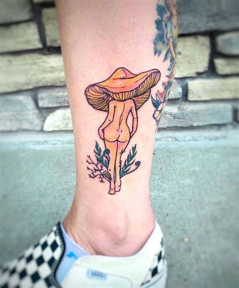 mushroom house tattoo|mushroom woman tattoo.